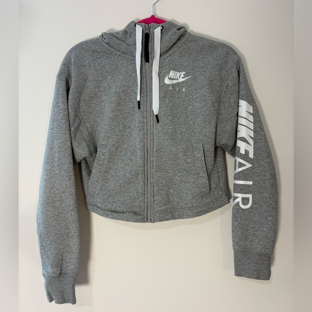 Nike Women's Gray Crop Zip-Up Hoodie Jacket
